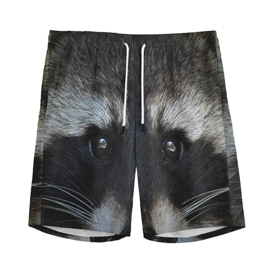 Raccoon Portrait Print Men's Sports Shorts