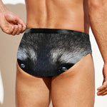Raccoon Portrait Print Men's Swim Briefs