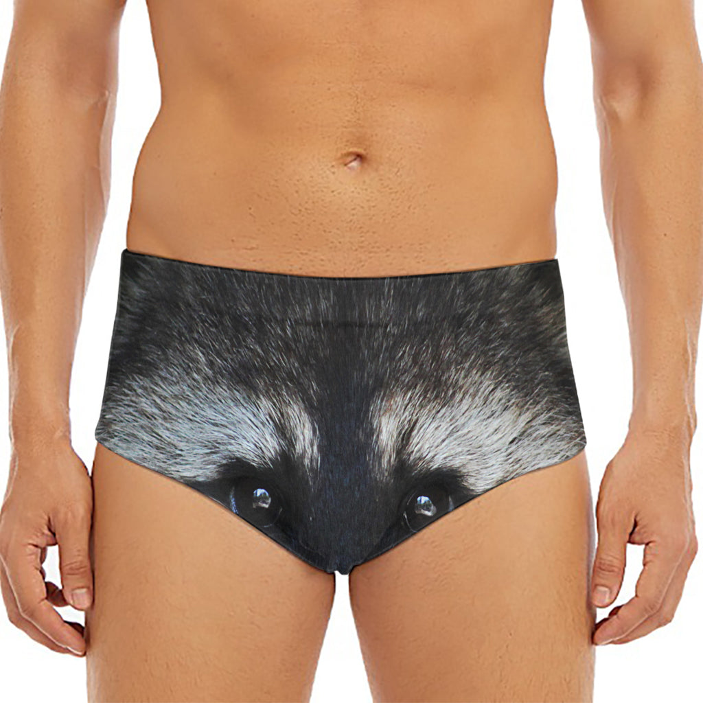Raccoon Portrait Print Men's Triangle Swim Briefs