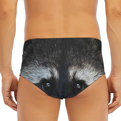 Raccoon Portrait Print Men's Triangle Swim Briefs