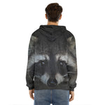 Raccoon Portrait Print Men's Velvet Pullover Hoodie