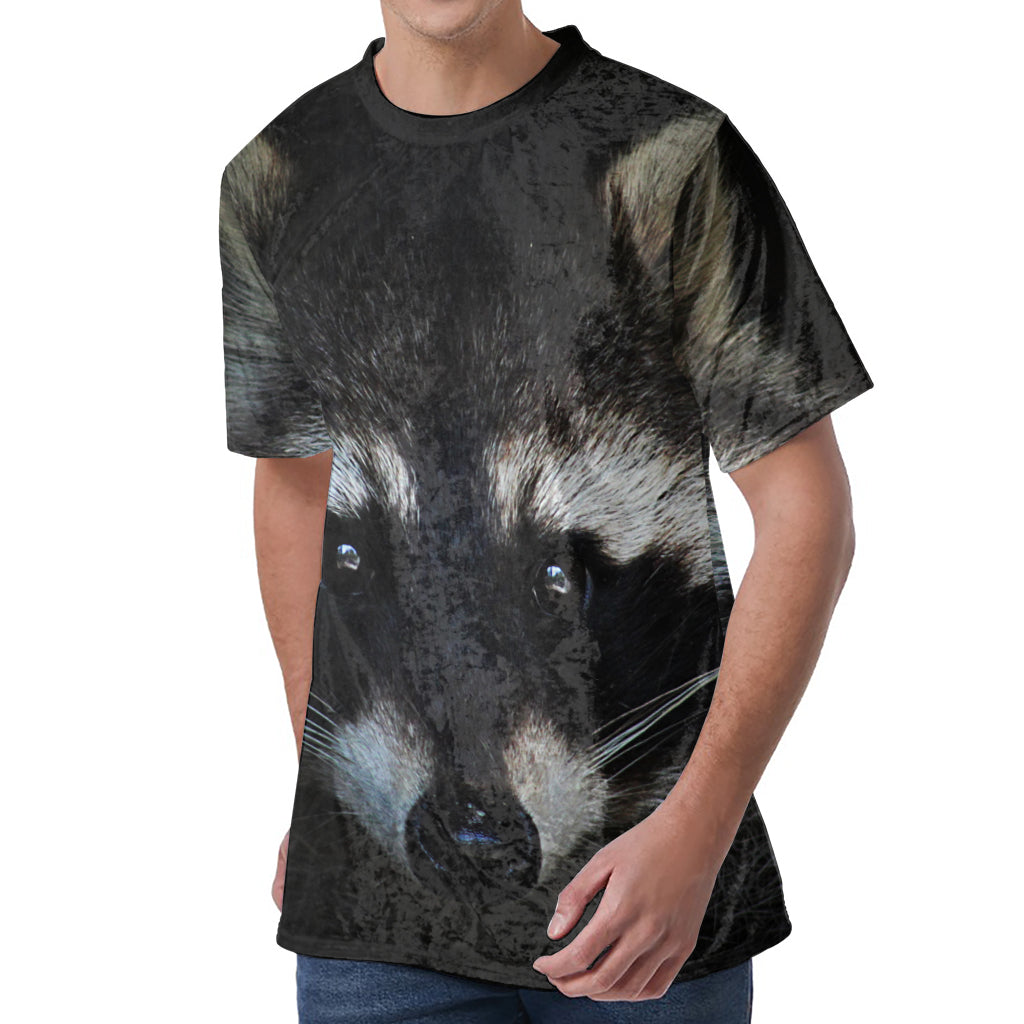 Raccoon Portrait Print Men's Velvet T-Shirt