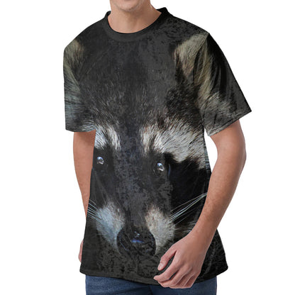 Raccoon Portrait Print Men's Velvet T-Shirt