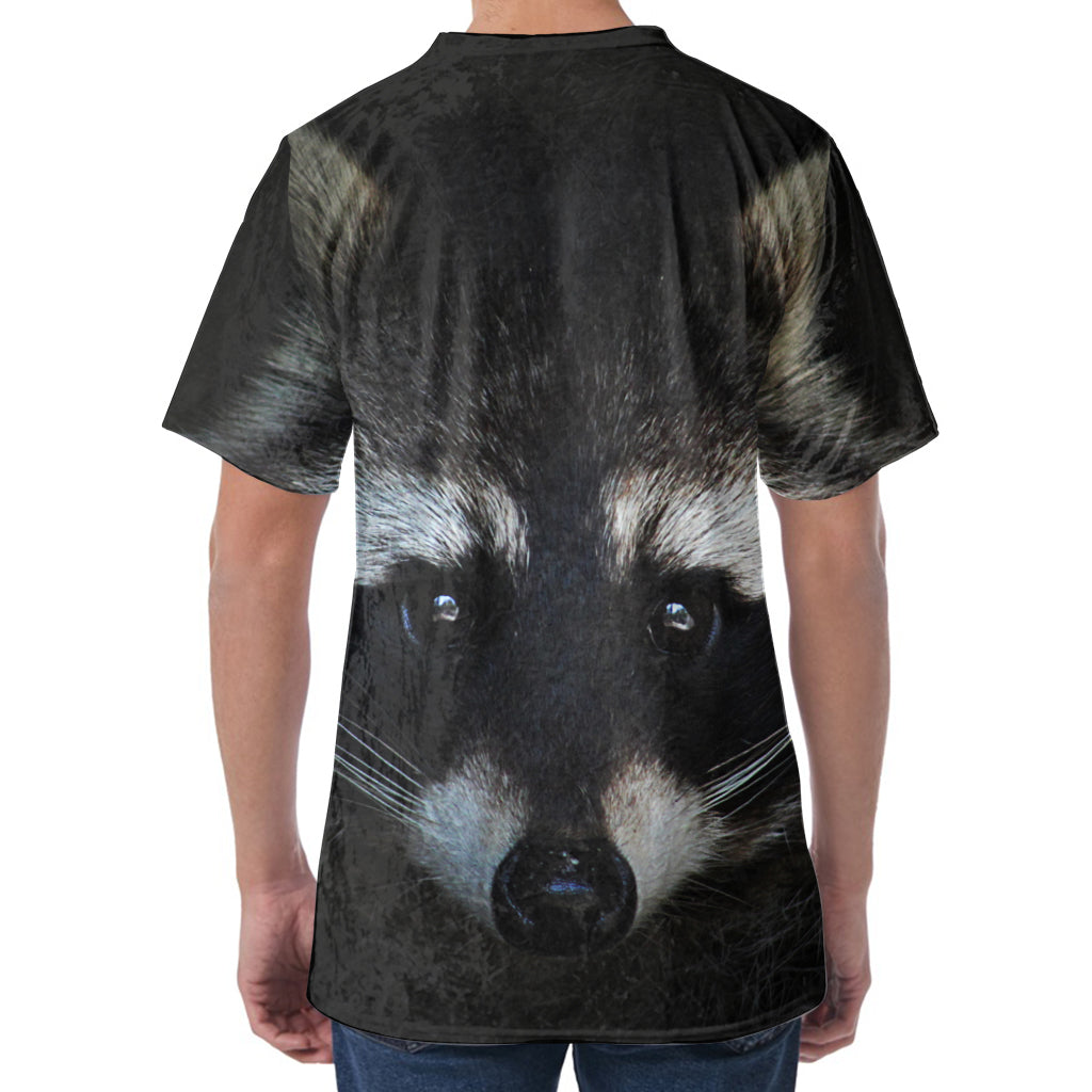 Raccoon Portrait Print Men's Velvet T-Shirt