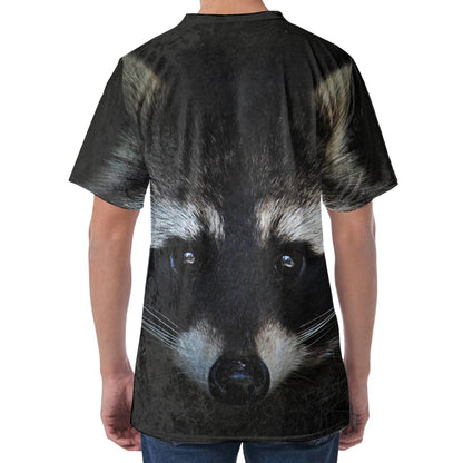 Raccoon Portrait Print Men's Velvet T-Shirt
