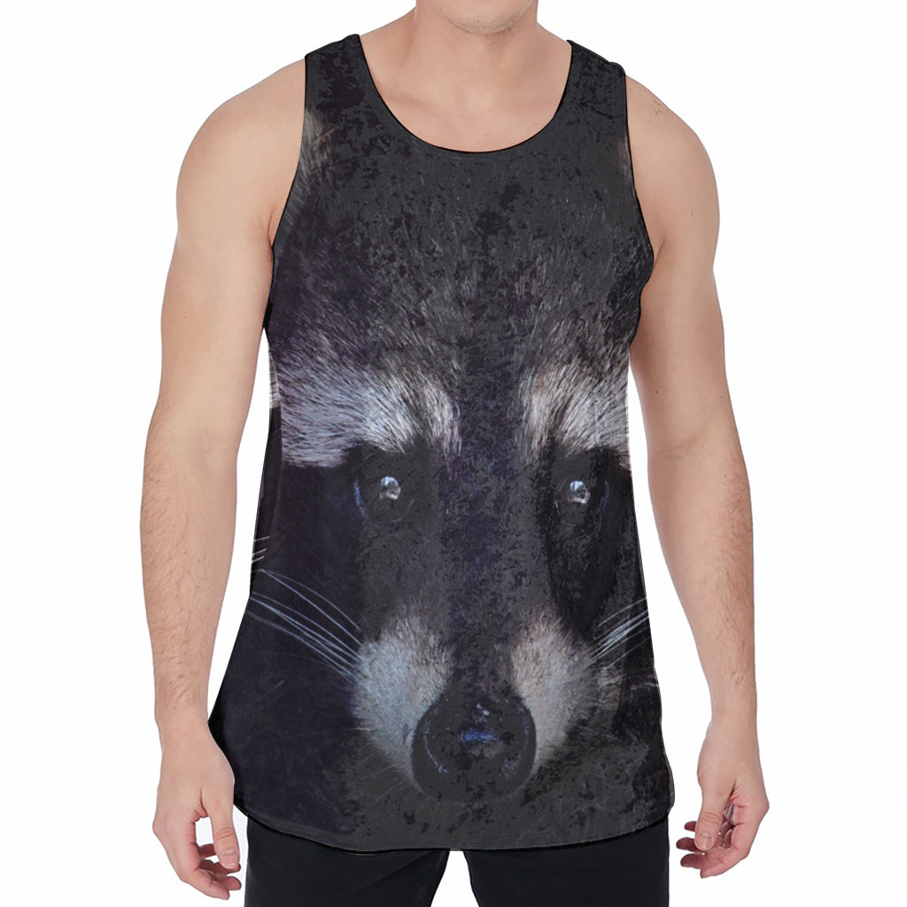 Raccoon Portrait Print Men's Velvet Tank Top