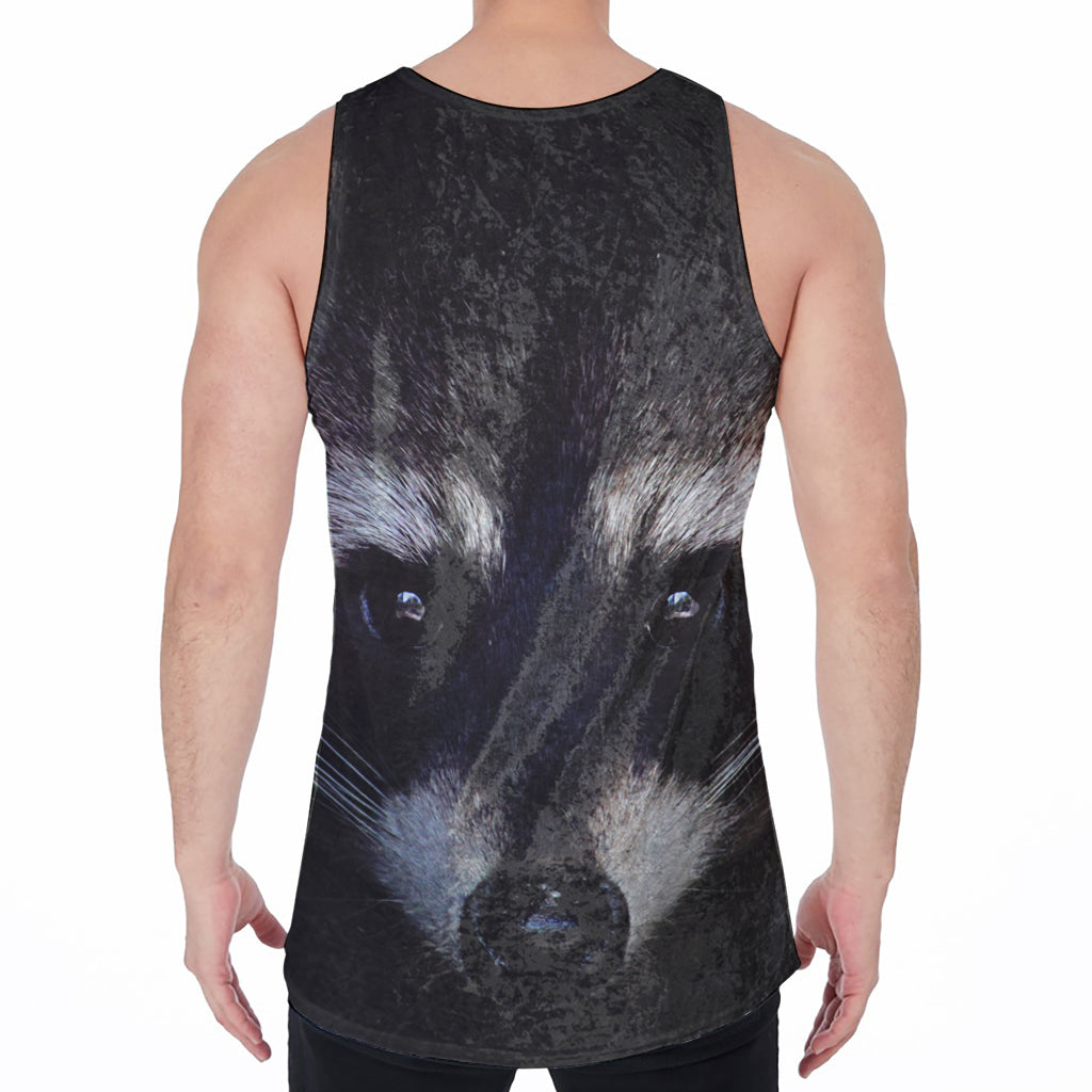 Raccoon Portrait Print Men's Velvet Tank Top