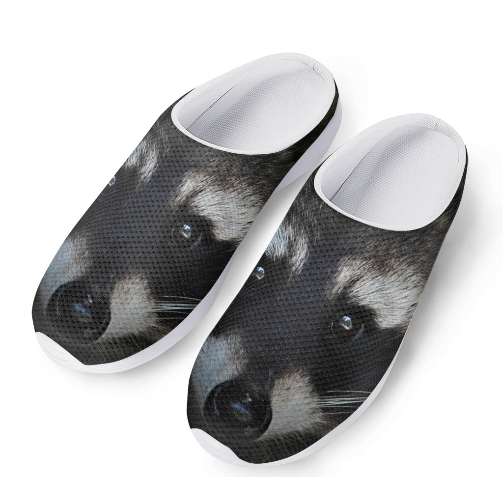 Raccoon Portrait Print Mesh Casual Shoes