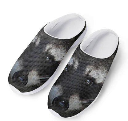 Raccoon Portrait Print Mesh Casual Shoes