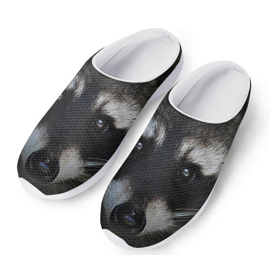 Raccoon Portrait Print Mesh Casual Shoes