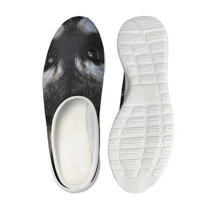 Raccoon Portrait Print Mesh Casual Shoes