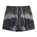 Raccoon Portrait Print Mesh Shorts