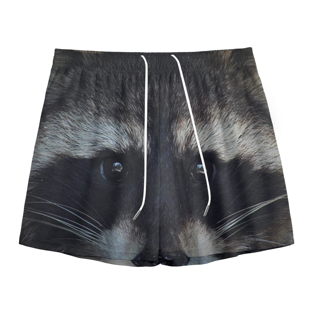 Raccoon Portrait Print Mesh Shorts