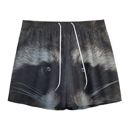 Raccoon Portrait Print Mesh Shorts