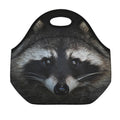 Raccoon Portrait Print Neoprene Lunch Bag