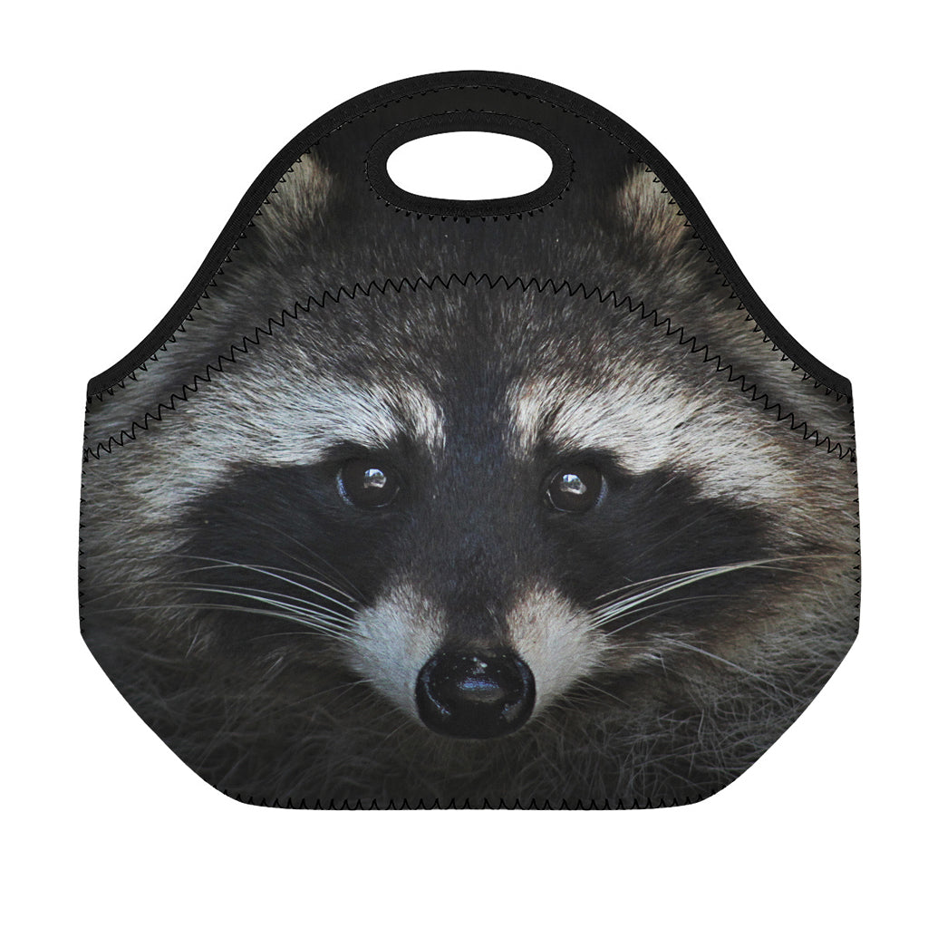 Raccoon Portrait Print Neoprene Lunch Bag