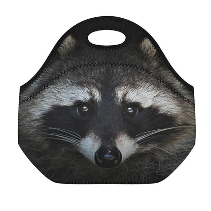 Raccoon Portrait Print Neoprene Lunch Bag