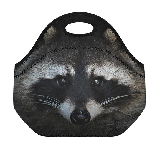 Raccoon Portrait Print Neoprene Lunch Bag