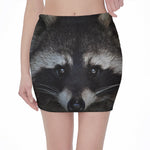 Raccoon Portrait Print Pencil Mini Skirt