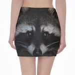 Raccoon Portrait Print Pencil Mini Skirt