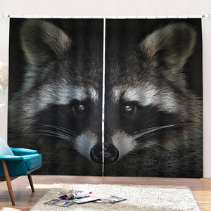 Raccoon Portrait Print Pencil Pleat Curtains