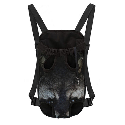 Raccoon Portrait Print Pet Carrier Backpack
