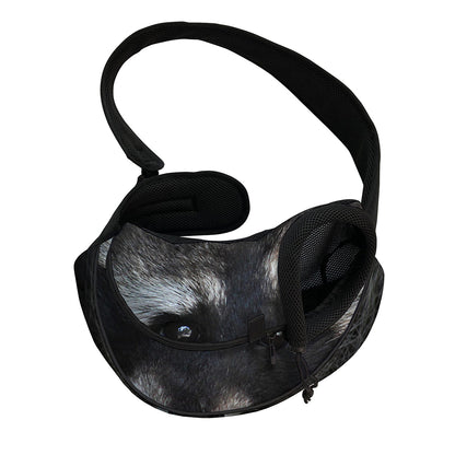 Raccoon Portrait Print Pet Sling Carrier