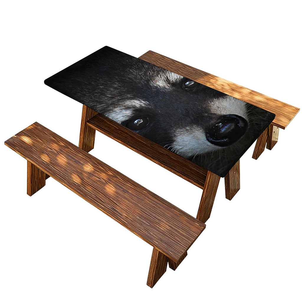 Raccoon Portrait Print Picnic Table Cover