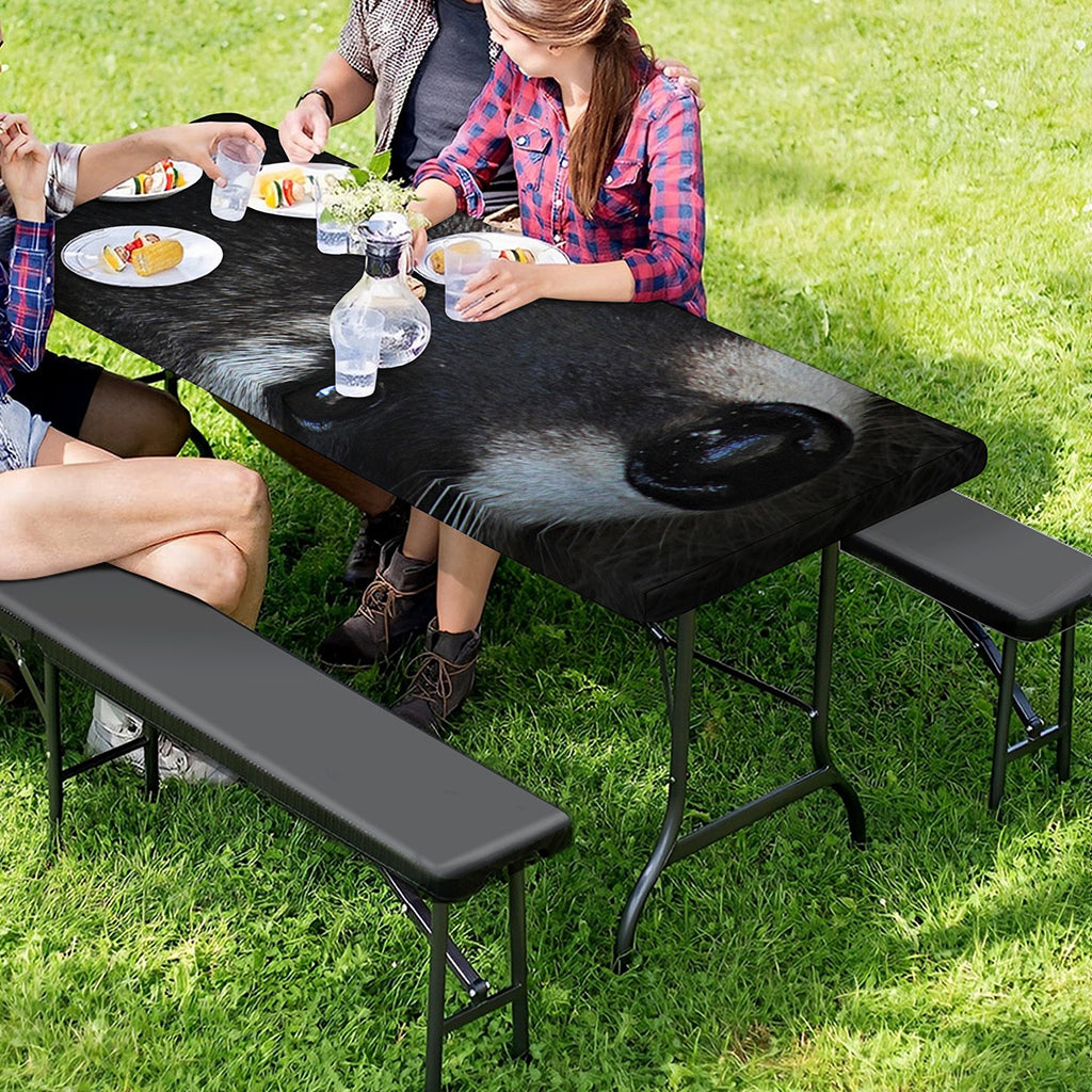 Raccoon Portrait Print Picnic Table Cover