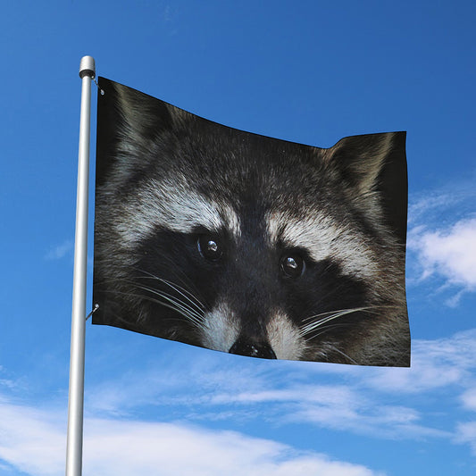 Raccoon Portrait Print Polyester Flag