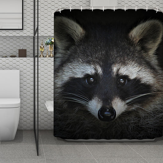 Raccoon Portrait Print Polyester Shower Curtain