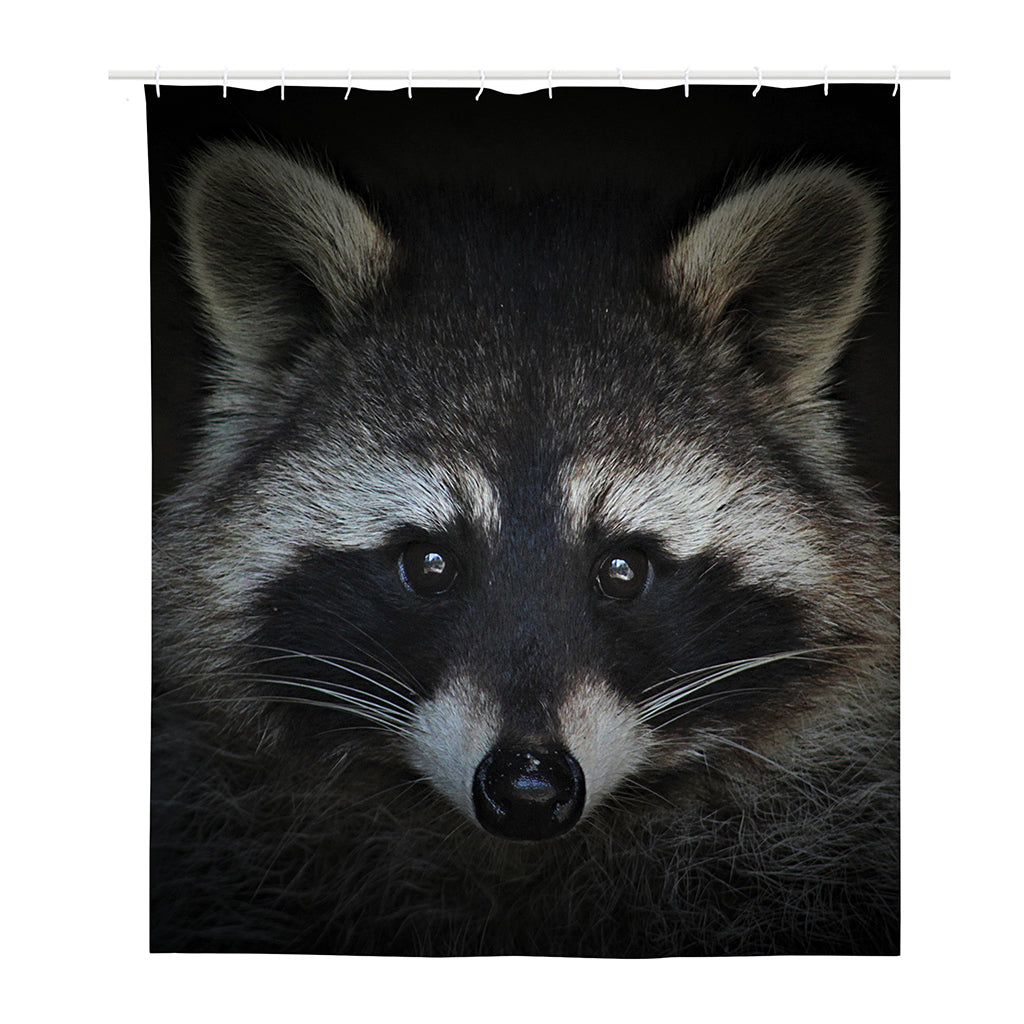 Raccoon Portrait Print Polyester Shower Curtain