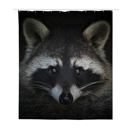 Raccoon Portrait Print Polyester Shower Curtain