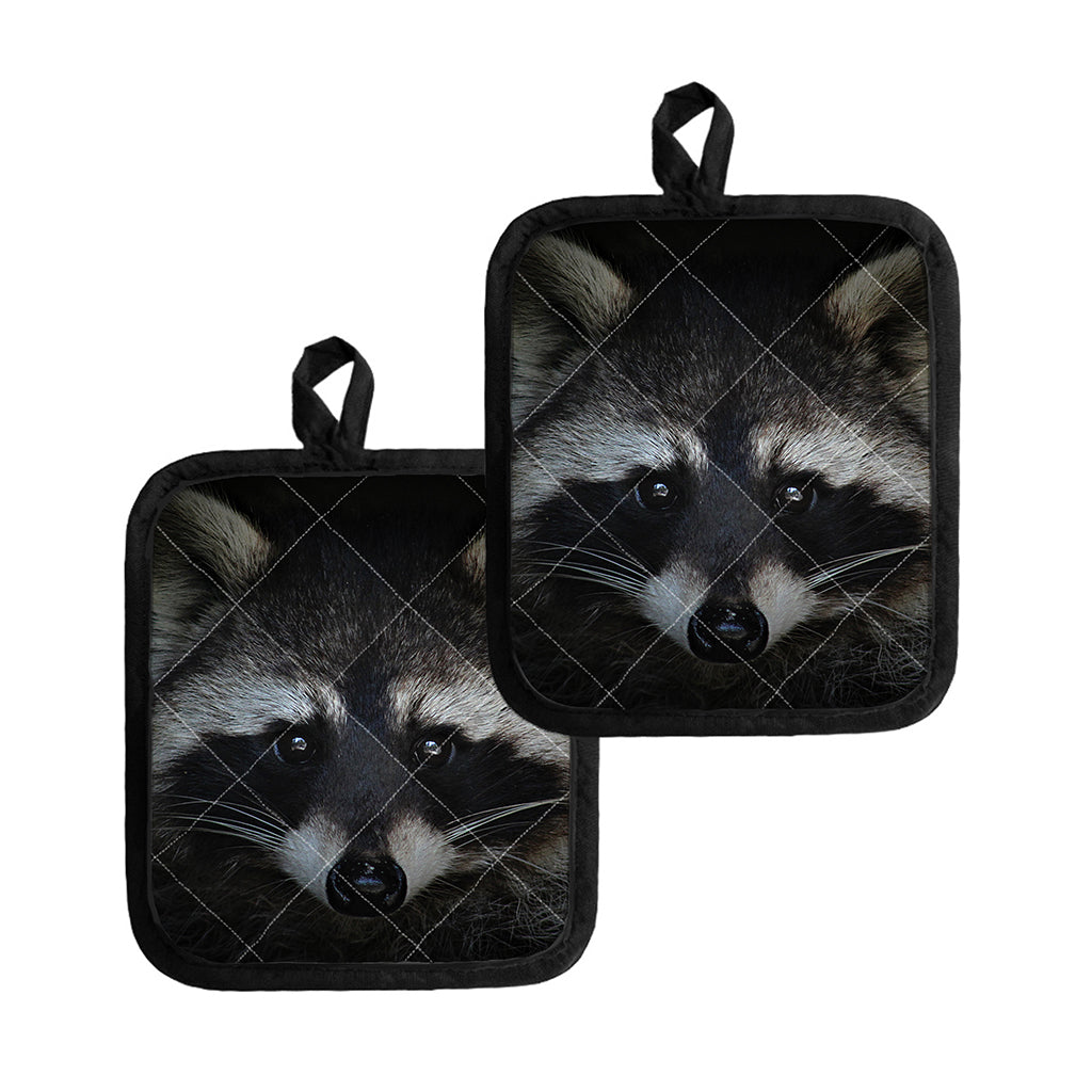 Raccoon Portrait Print Pot Holders