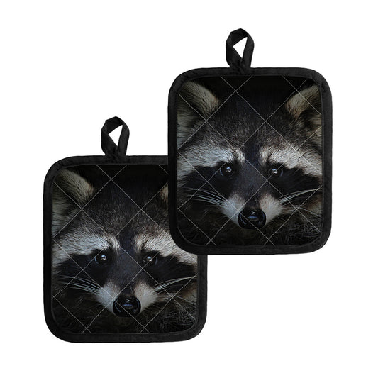 Raccoon Portrait Print Pot Holders