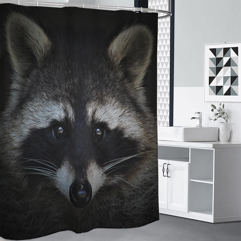 Raccoon Portrait Print Premium Shower Curtain