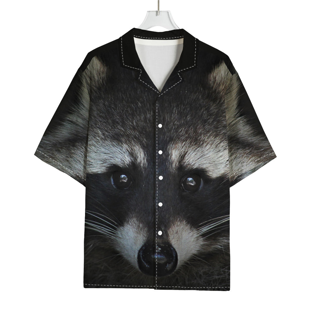 Raccoon Portrait Print Rayon Hawaiian Shirt