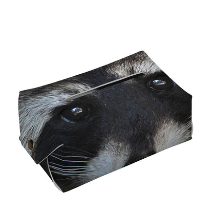 Raccoon Portrait Print Rectangle Tissue Box Cover