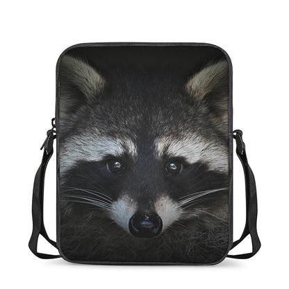 Raccoon Portrait Print Rectangular Crossbody Bag