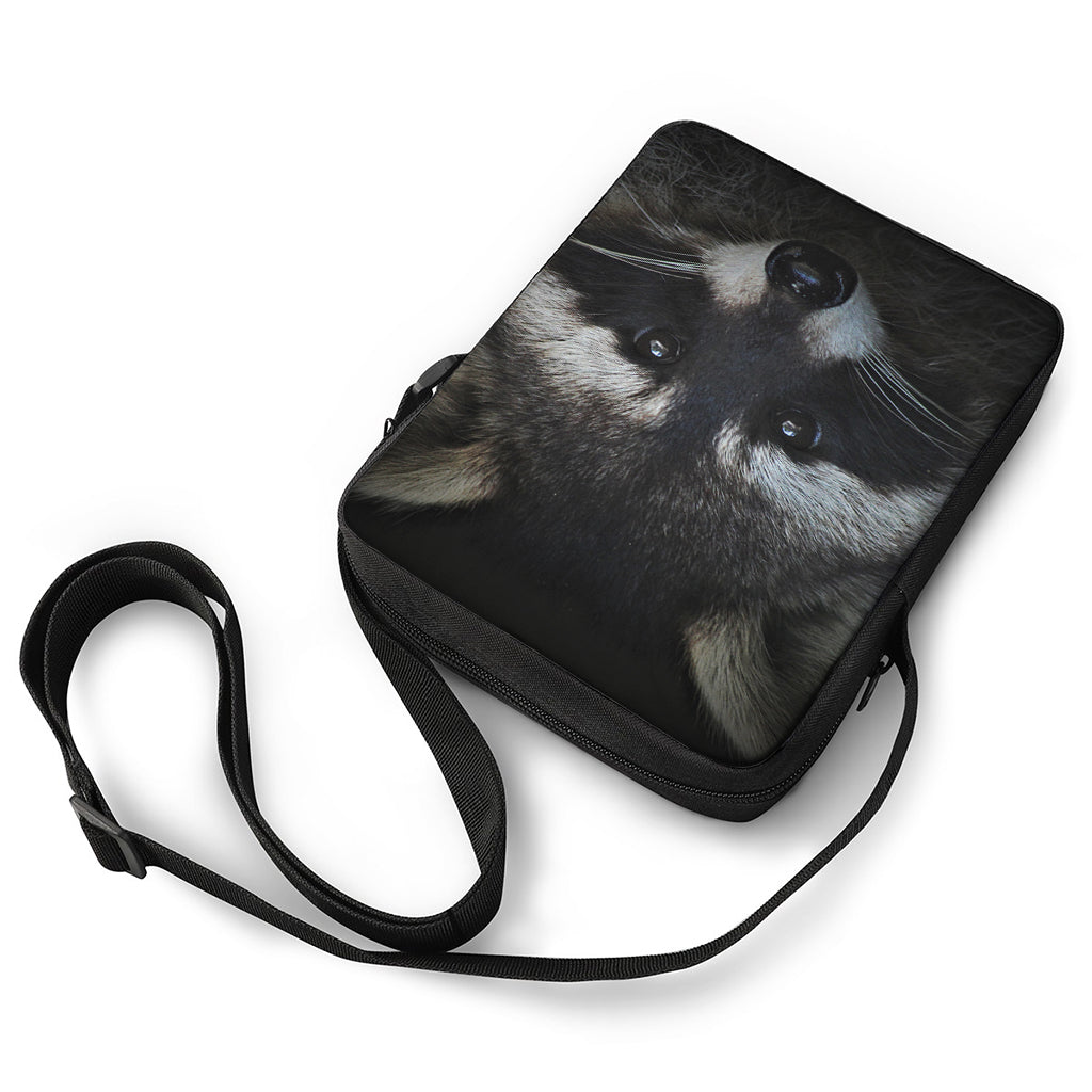 Raccoon Portrait Print Rectangular Crossbody Bag