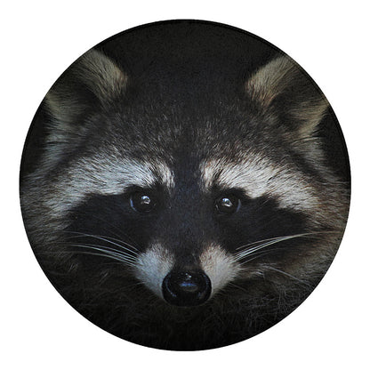 Raccoon Portrait Print Round Blanket