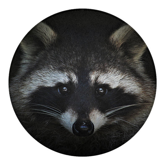 Raccoon Portrait Print Round Blanket