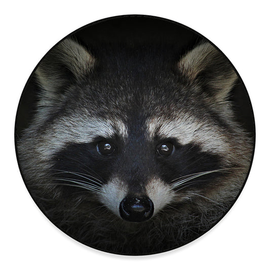 Raccoon Portrait Print Round Floor Mat
