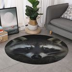 Raccoon Portrait Print Round Rug