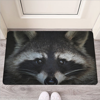 Raccoon Portrait Print Rubber Doormat