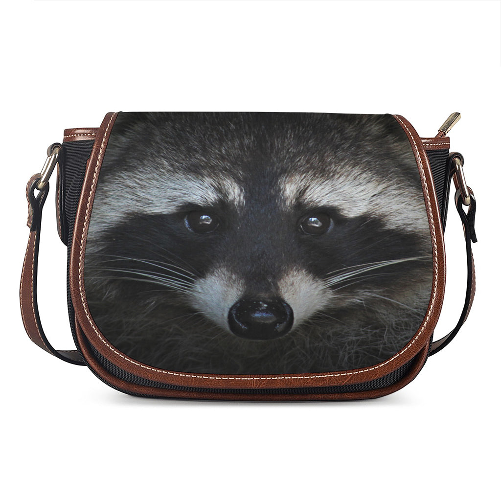 Raccoon Portrait Print Saddle Bag