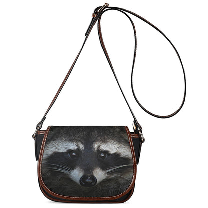 Raccoon Portrait Print Saddle Bag