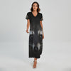 Raccoon Portrait Print Short Sleeve Maxi Dress