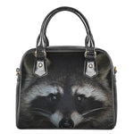 Raccoon Portrait Print Shoulder Handbag