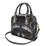 Raccoon Portrait Print Shoulder Handbag